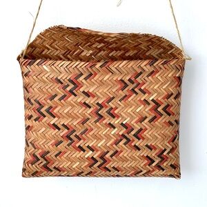 handwoven, handcrafted basket bag / wall pocket art